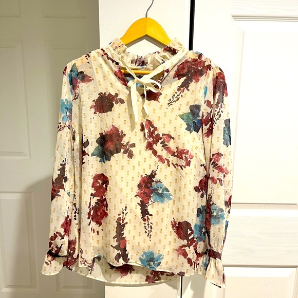 Soft Surroundings M WhimsyPrimrose Blouse Boho Semi Sheer With Built In Tank EUC - Picture 1 of 12